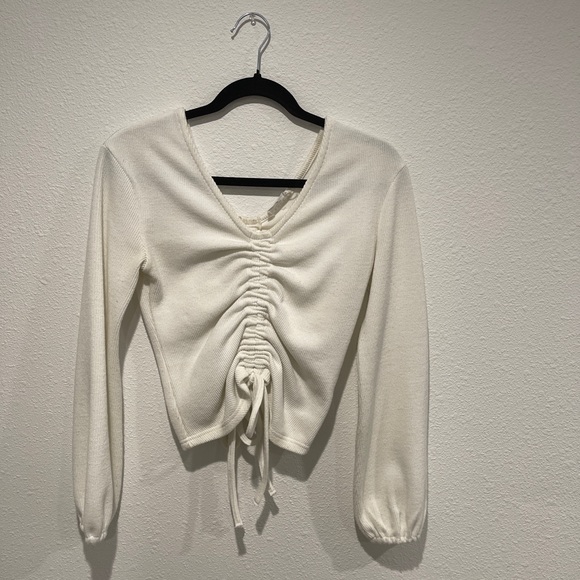 Sage the label cinched white rubber long sleeve top - Picture 1 of 4